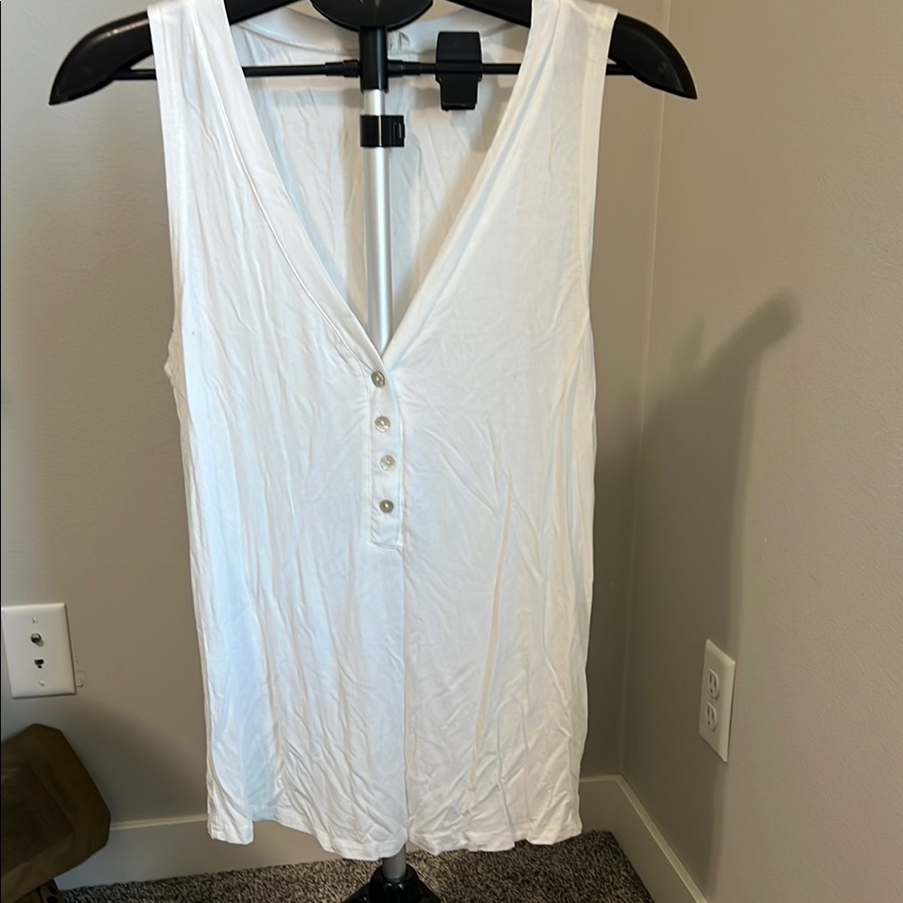 POL Cream Buttoned Tank Top